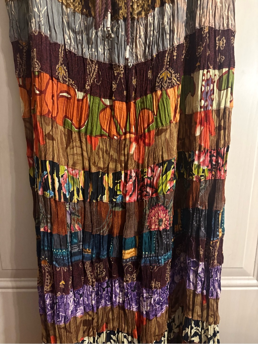 Hot Date vintage Women’s long patchwork bohemian O/S skirt festival hippie 90s - Picture 3 of 7
